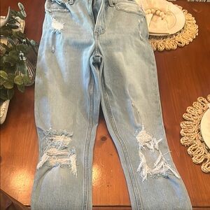 Abercrombie & Fitch Blue Skinny Jeans with Distressed Details